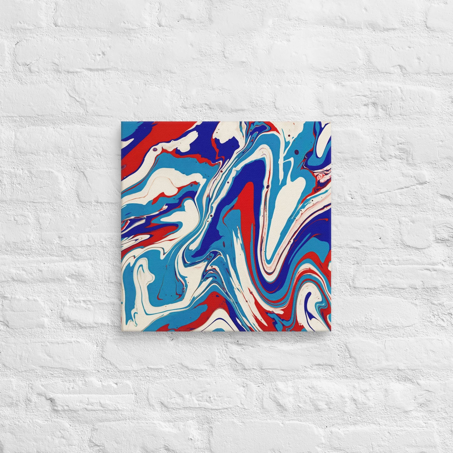 Abstract Flow Painting Canvas – Red, White, and Blue Colors – Fine Art Wall Decor For Bedroom, Living Room – Perfect Gift For Art Lovers