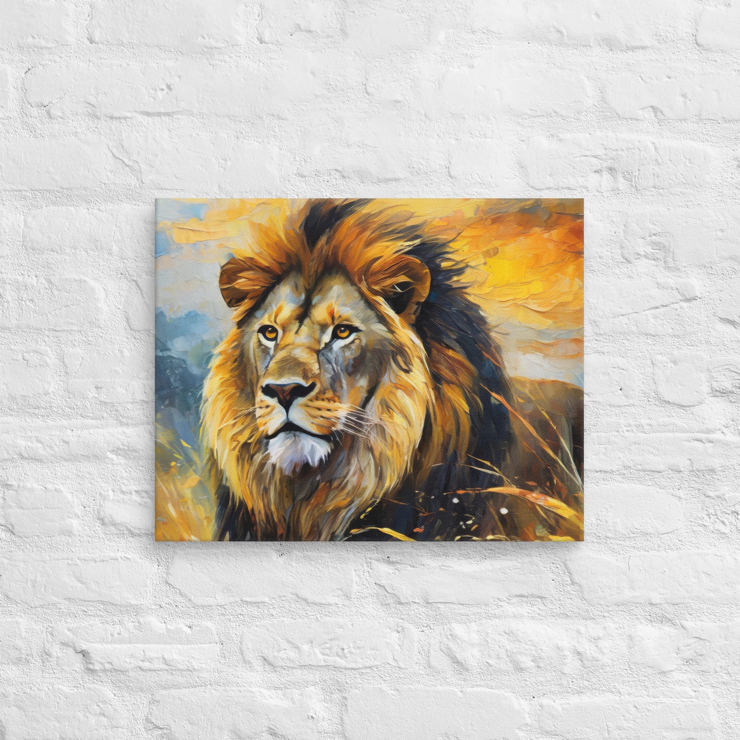 Majestic African Lion Oil Painting Canvas - Vibrant Home & Country Wall Decor - Perfect Stylish For Gift Friends, Nature And Wildlife Lovers