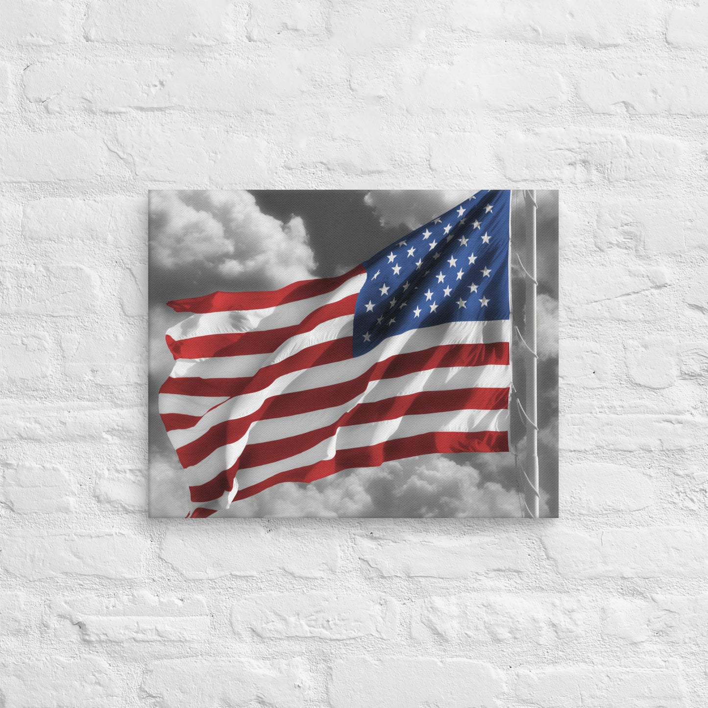 Old Glory American Flag Color Splash Photography Canvas - Perfect For Home & Office Wall Art Decor - Stylish Gift For The July 4th Holiday