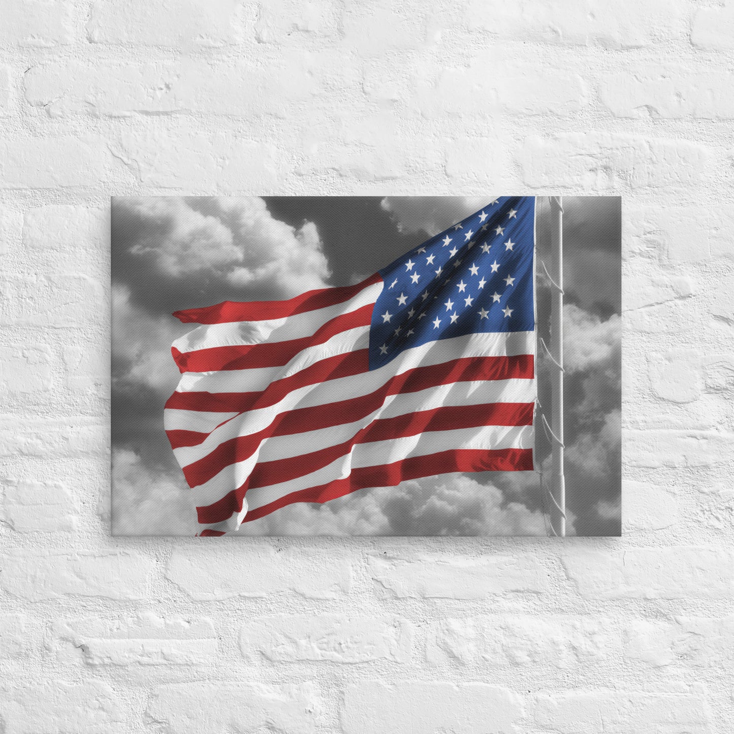 Old Glory American Flag Color Splash Photography Canvas - Perfect For Home & Office Wall Art Decor - Stylish Gift For The July 4th Holiday