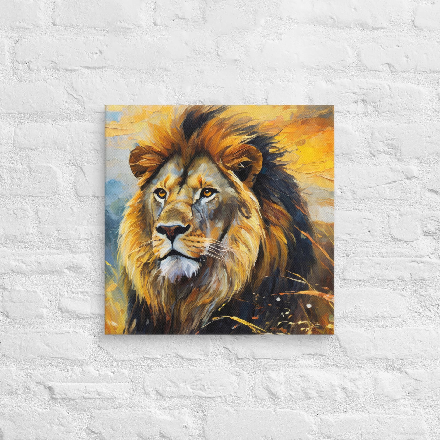 Majestic African Lion Oil Painting Canvas - Vibrant Home & Country Wall Decor - Perfect Stylish For Gift Friends, Nature And Wildlife Lovers