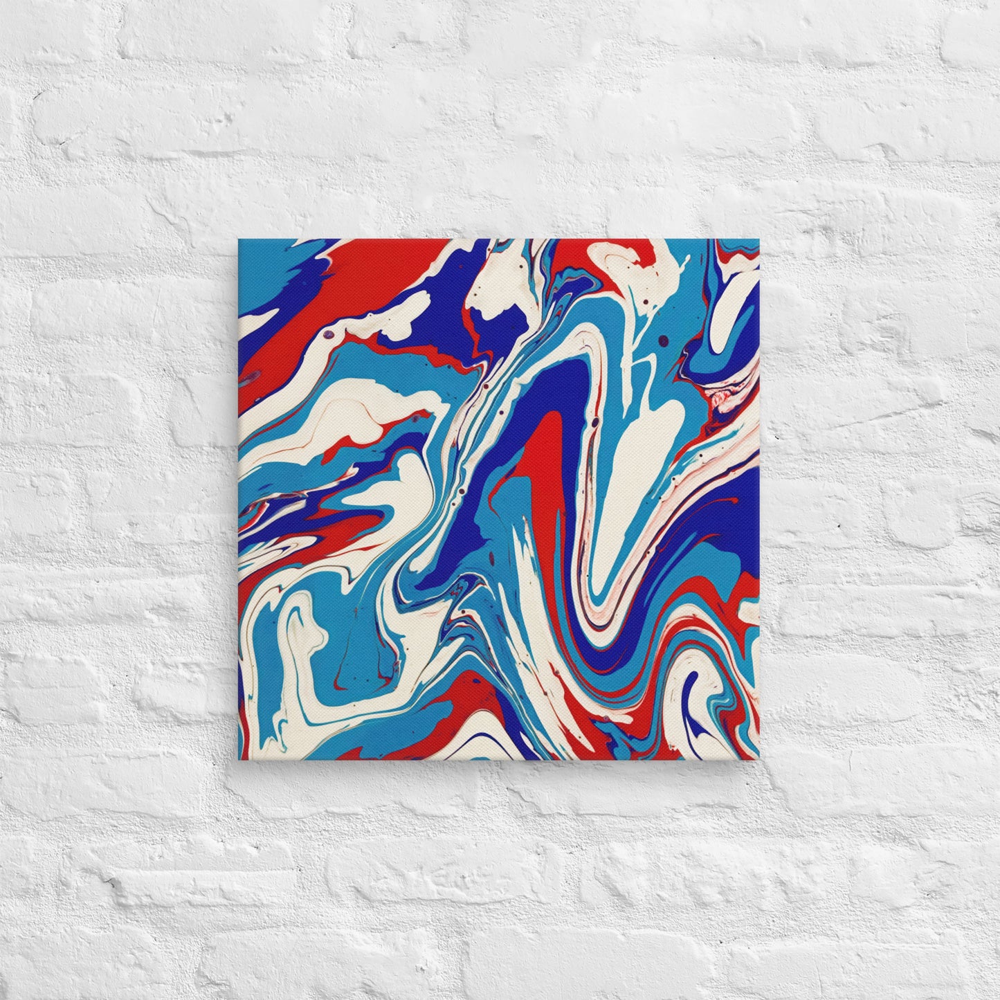 Abstract Flow Painting Canvas – Red, White, and Blue Colors – Fine Art Wall Decor For Bedroom, Living Room – Perfect Gift For Art Lovers