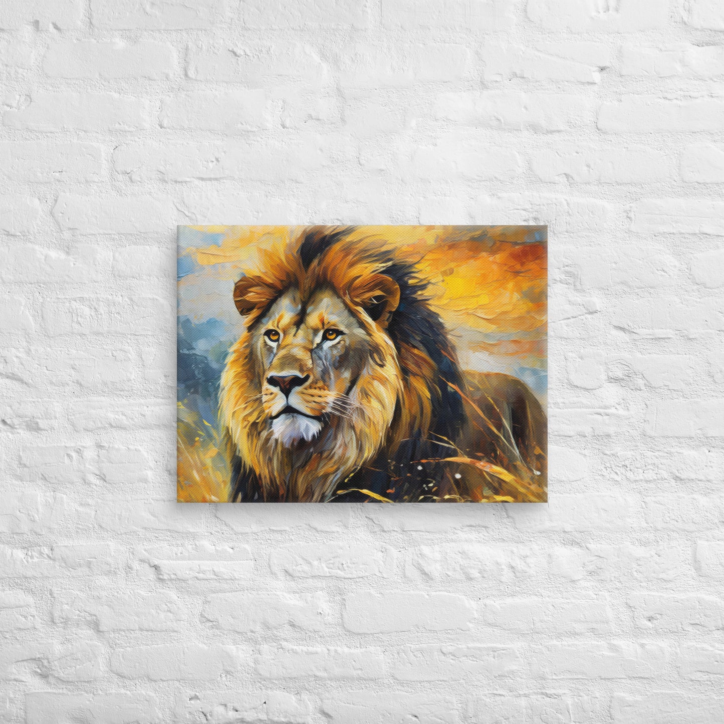 Majestic African Lion Oil Painting Canvas - Vibrant Home & Country Wall Decor - Perfect Stylish For Gift Friends, Nature And Wildlife Lovers