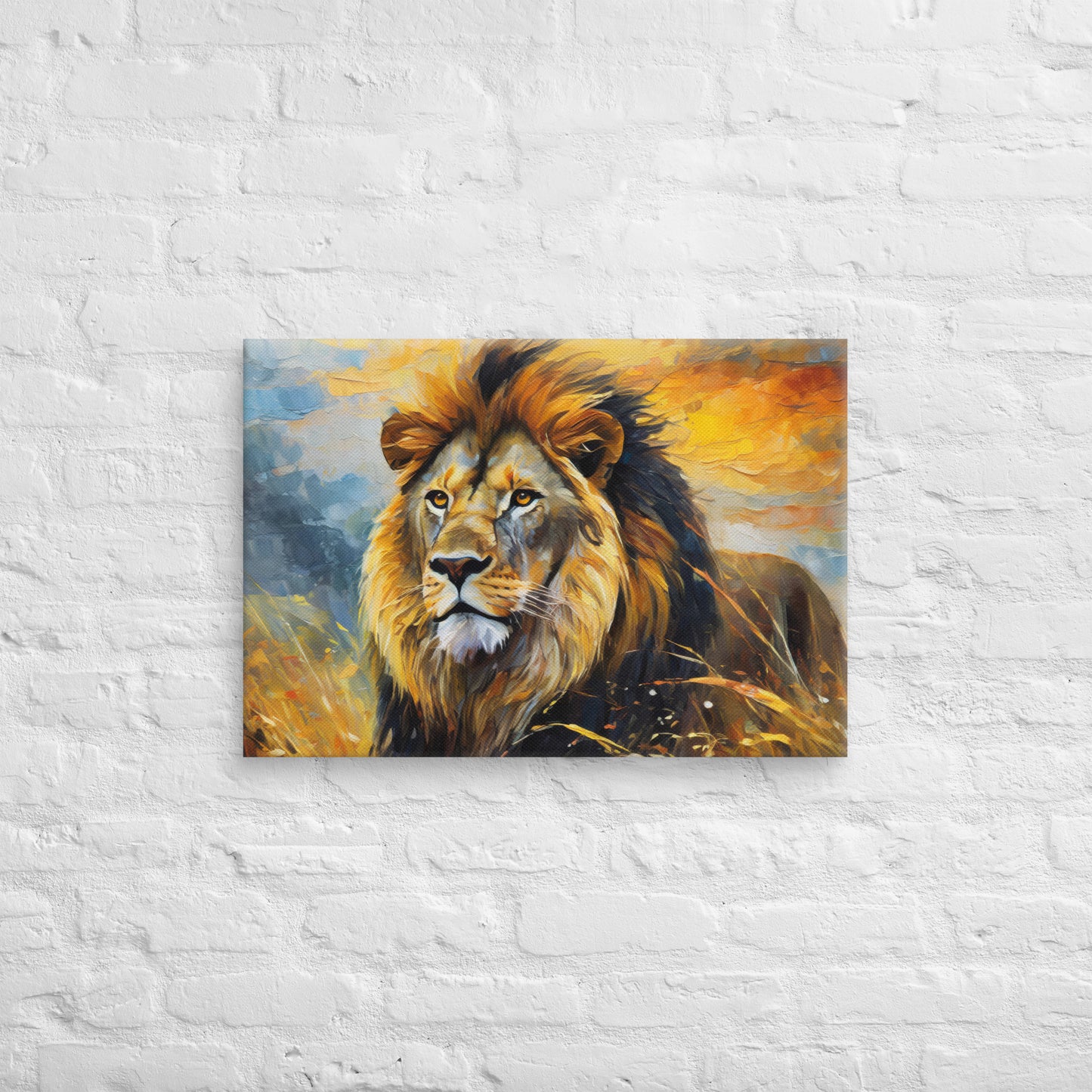 Majestic African Lion Oil Painting Canvas - Vibrant Home & Country Wall Decor - Perfect Stylish For Gift Friends, Nature And Wildlife Lovers