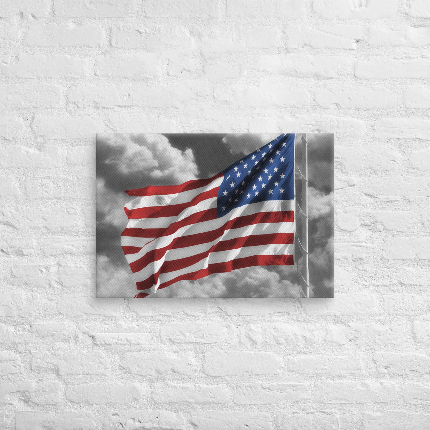 Old Glory American Flag Color Splash Photography Canvas - Perfect For Home & Office Wall Art Decor - Stylish Gift For The July 4th Holiday