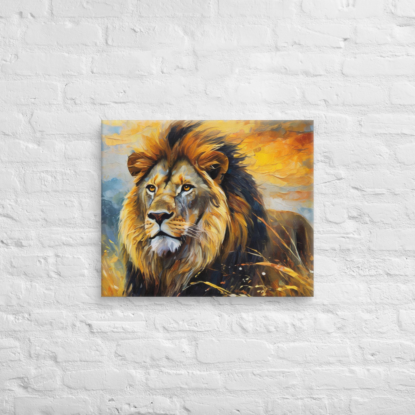 Majestic African Lion Oil Painting Canvas - Vibrant Home & Country Wall Decor - Perfect Stylish For Gift Friends, Nature And Wildlife Lovers