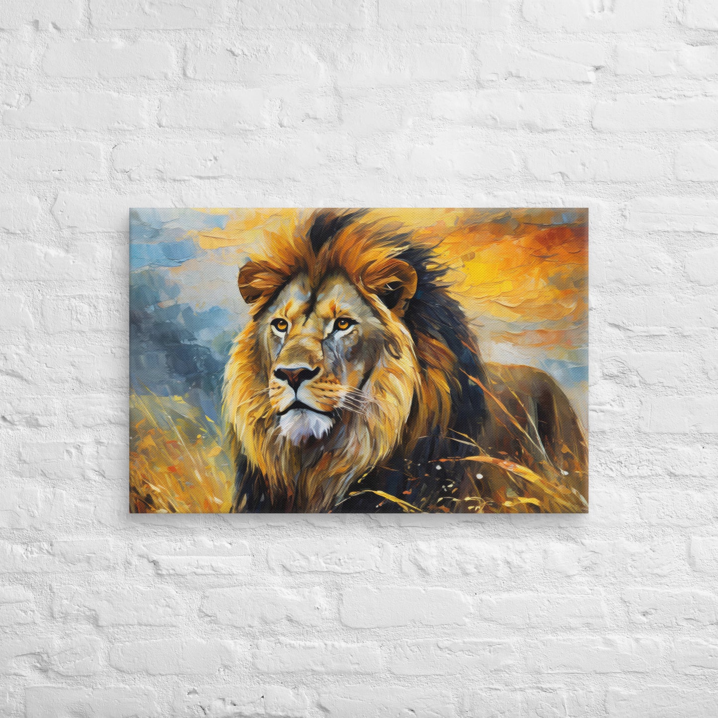Majestic African Lion Oil Painting Canvas - Vibrant Home & Country Wall Decor - Perfect Stylish For Gift Friends, Nature And Wildlife Lovers