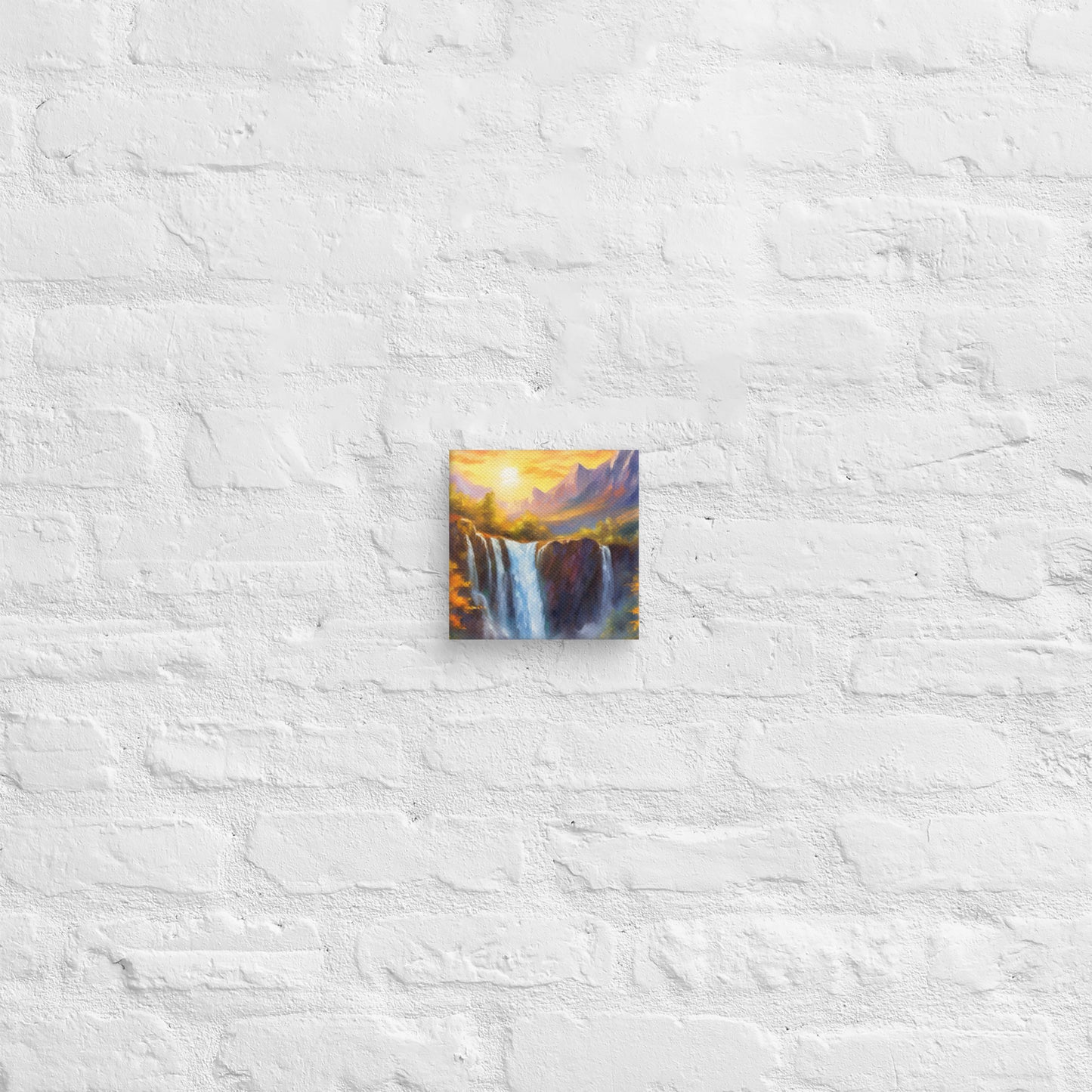 Majestic Mountain Range Oil Painting Canvas - Autumn Sunset, Waterfall, Home & Country Décor - Stunning Gift For Nature Lovers And Friends