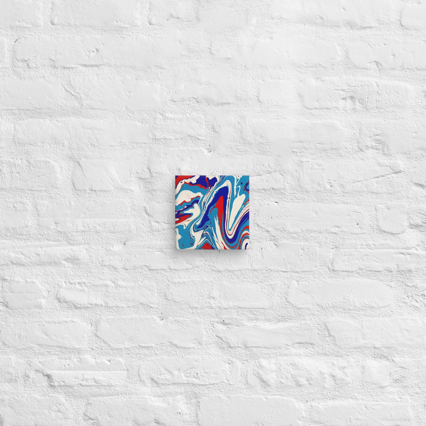 Abstract Flow Painting Canvas – Red, White, and Blue Colors – Fine Art Wall Decor For Bedroom, Living Room – Perfect Gift For Art Lovers