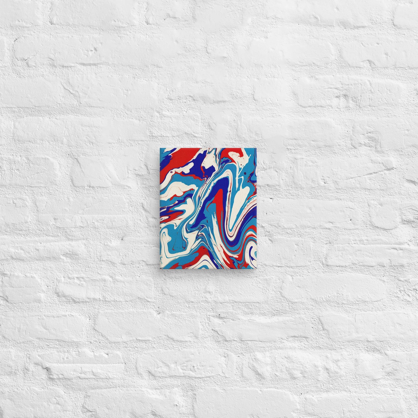 Abstract Flow Painting Canvas – Red, White, and Blue Colors – Fine Art Wall Decor For Bedroom, Living Room – Perfect Gift For Art Lovers
