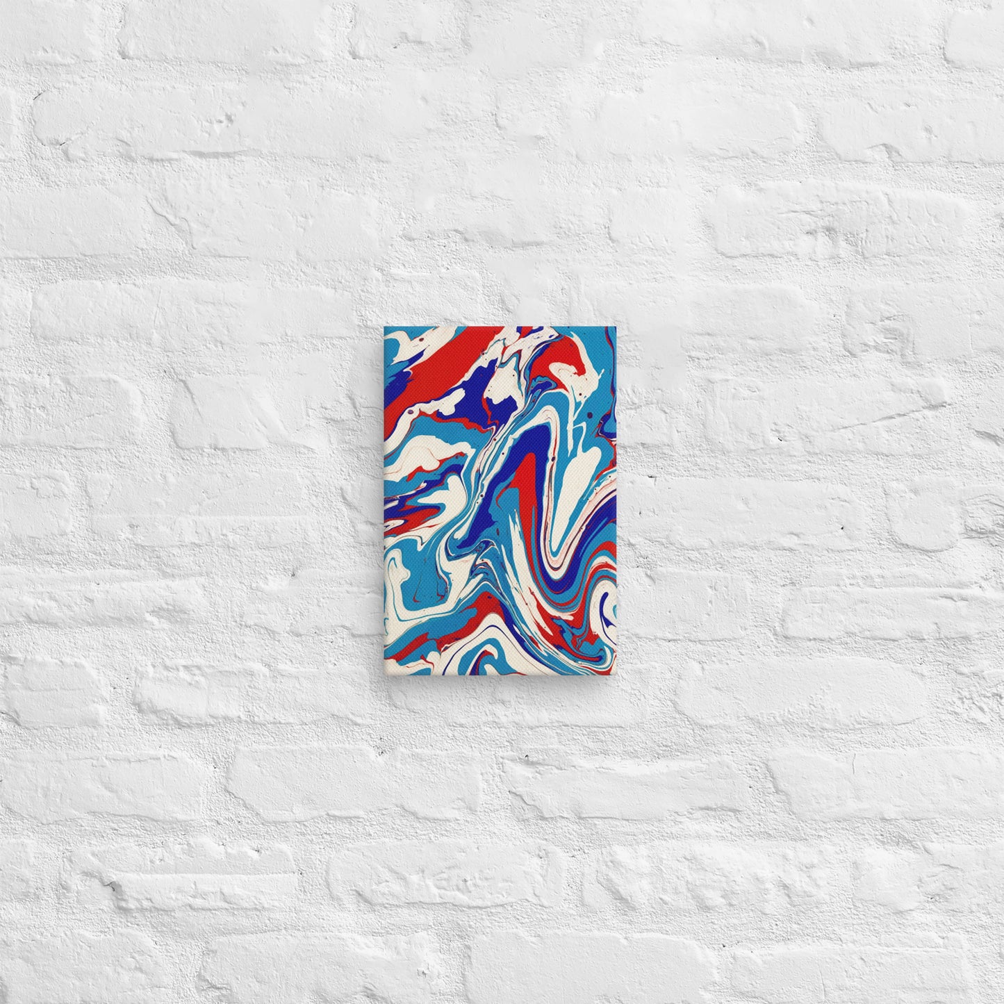 Abstract Flow Painting Canvas – Red, White, and Blue Colors – Fine Art Wall Decor For Bedroom, Living Room – Perfect Gift For Art Lovers