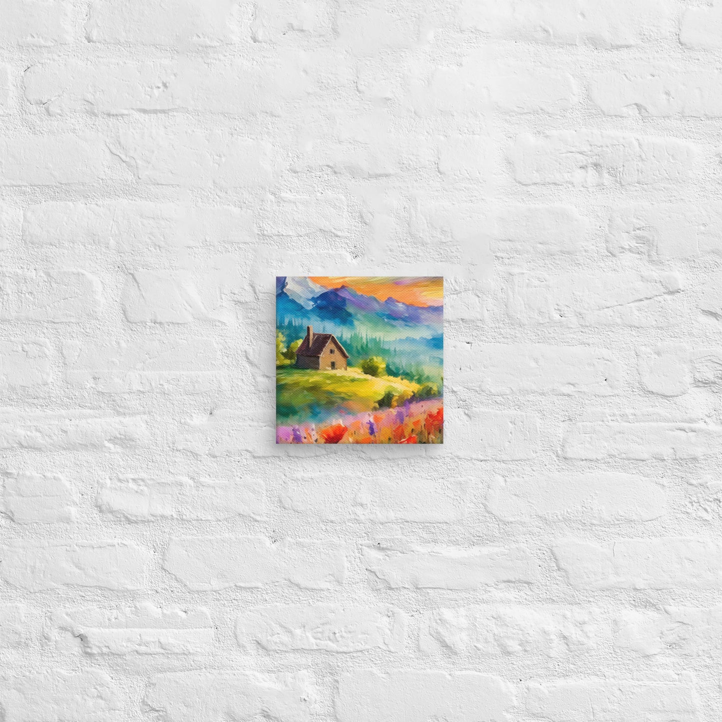 Scenic Mountain Sunset Oil Painting – Colorful Van Gogh Inspired Fine Art Canvas – Ideal Wall Decor For Living Room, Bedroom, Dining Room