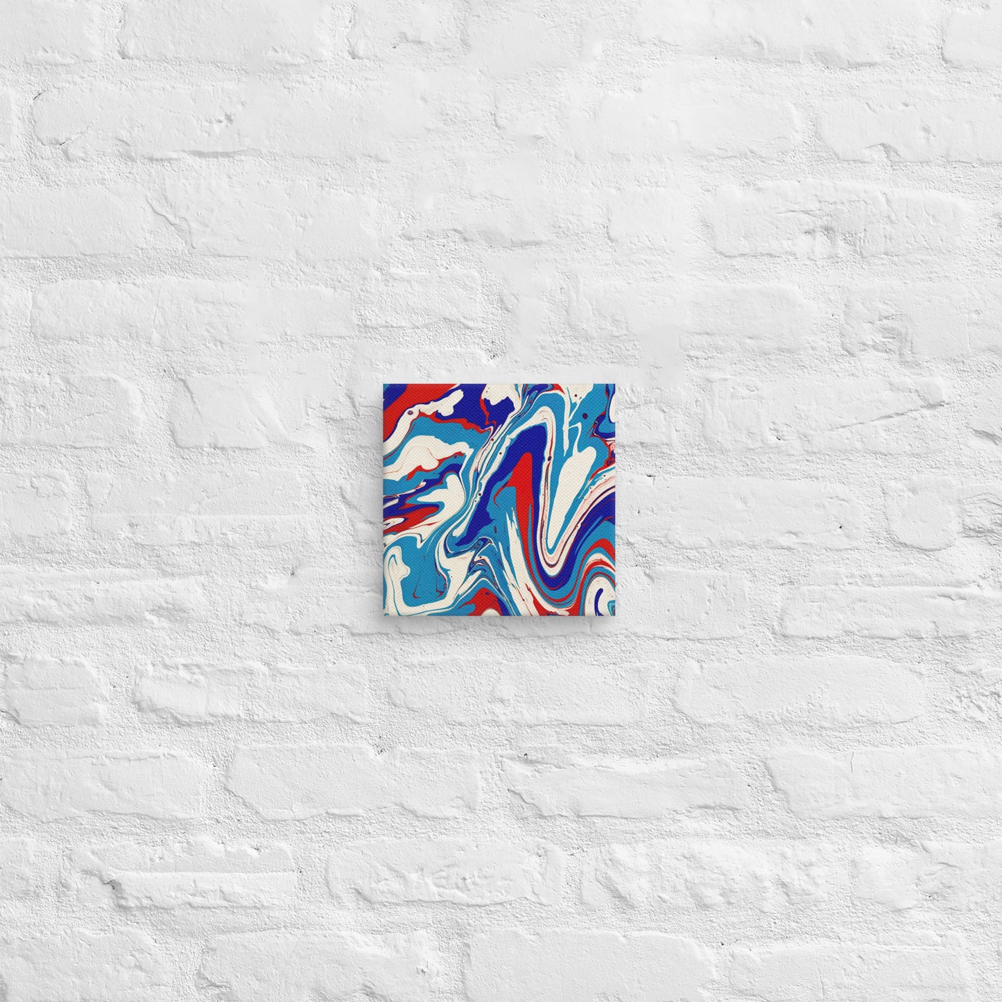 Abstract Flow Painting Canvas – Red, White, and Blue Colors – Fine Art Wall Decor For Bedroom, Living Room – Perfect Gift For Art Lovers