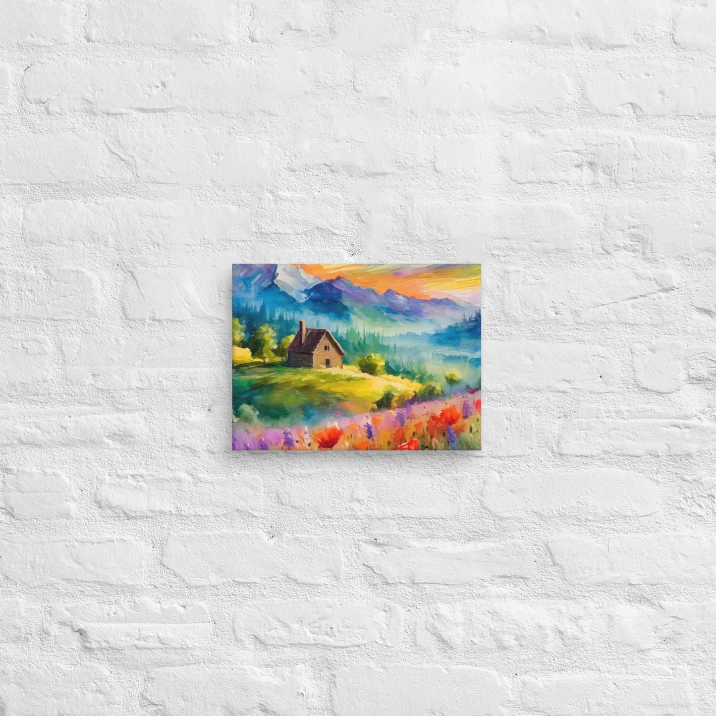 Scenic Mountain Sunset Oil Painting – Colorful Van Gogh Inspired Fine Art Canvas – Ideal Wall Decor For Living Room, Bedroom, Dining Room