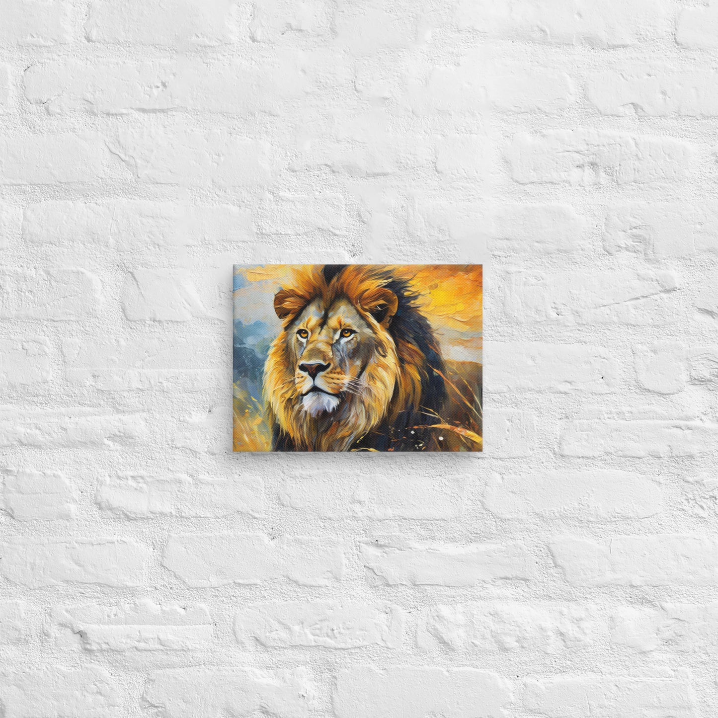 Majestic African Lion Oil Painting Canvas - Vibrant Home & Country Wall Decor - Perfect Stylish For Gift Friends, Nature And Wildlife Lovers
