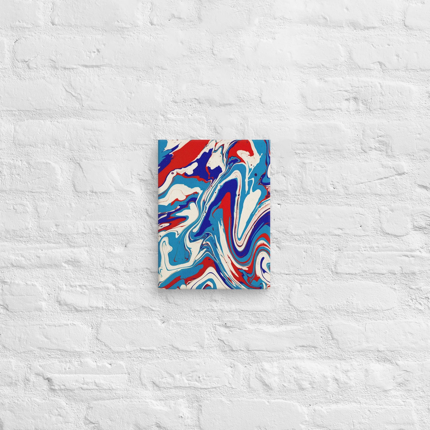 Abstract Flow Painting Canvas – Red, White, and Blue Colors – Fine Art Wall Decor For Bedroom, Living Room – Perfect Gift For Art Lovers