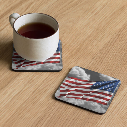 Cork-Back Drink Coaster - Old Glory American Flag With Color Splash Effect - Perfect Patriotic Décor Gift For Home, Kitchen, Café & Office