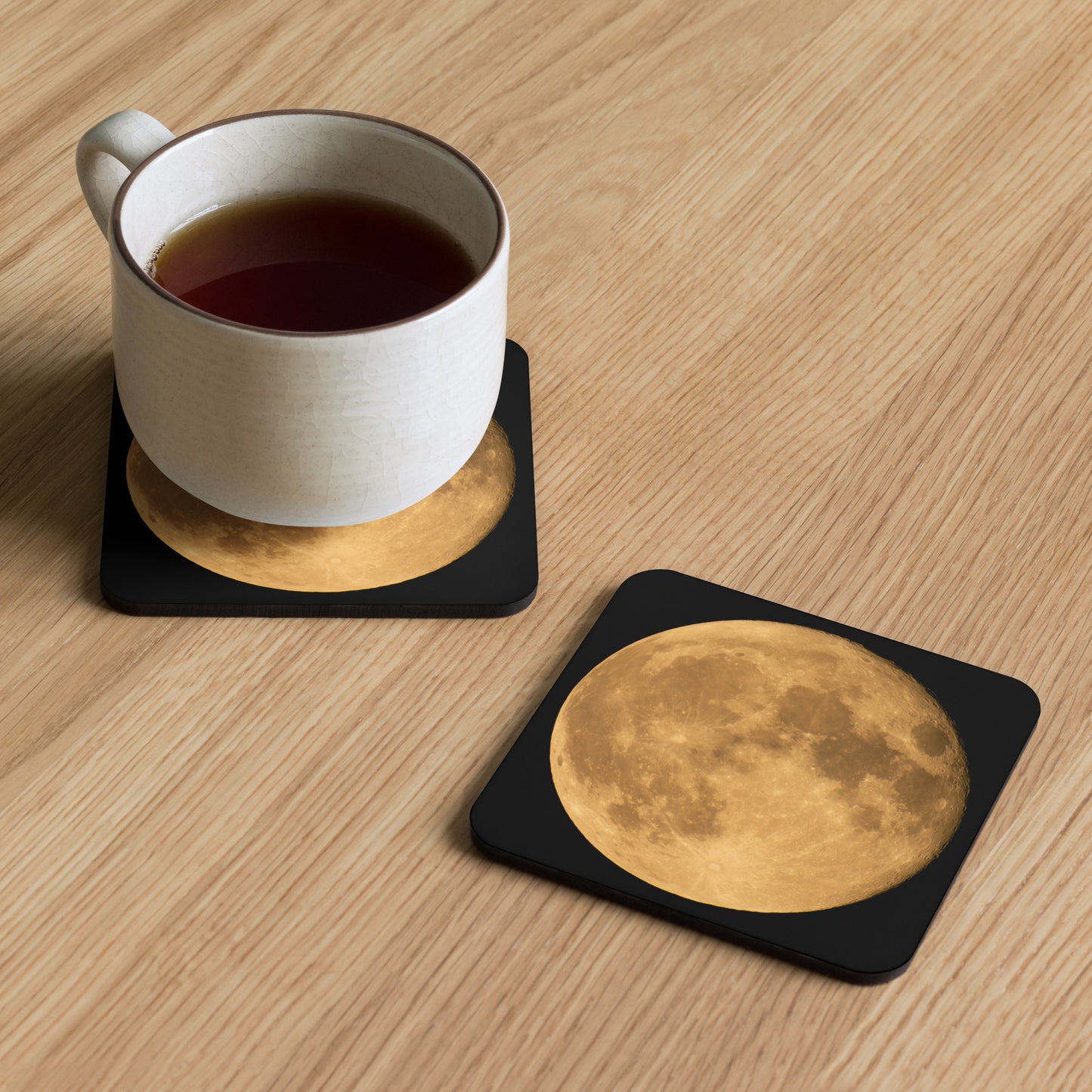 Cork-Back Drink Coaster With Autumn Moon Photography – Perfect For Kitchen, Cafe, Home And Office Décor - Seasonal Gift For Friends & Family