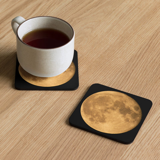 Cork-Back Drink Coaster With Autumn Moon Photography – Perfect For Kitchen, Cafe, Home And Office Décor - Seasonal Gift For Friends & Family