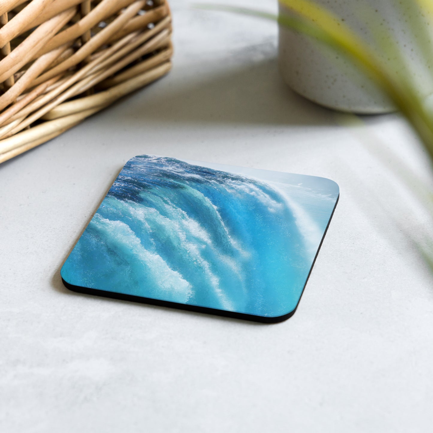 Stunning Niagara Falls Cork-Back Coaster - Beautiful Vibrant Blue Photograph, Nature-Inspired Home Décor, Unique Gift Idea For Travel Lovers