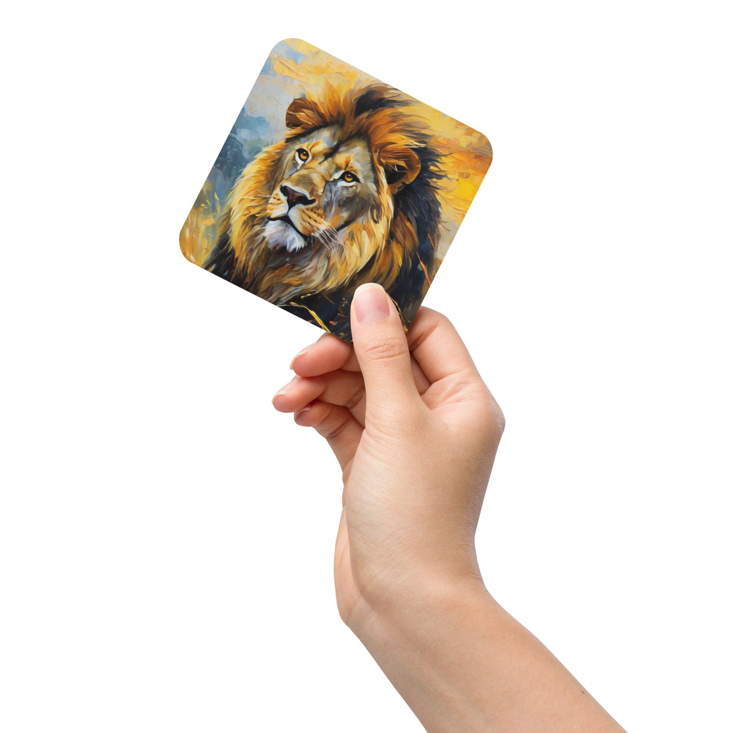 Majestic African Lion Cork-Back Coaster - Vibrant Oil Painting, Perfect Gift For Wildlife And Nature Lovers - Beautiful Kitchen & Café Décor