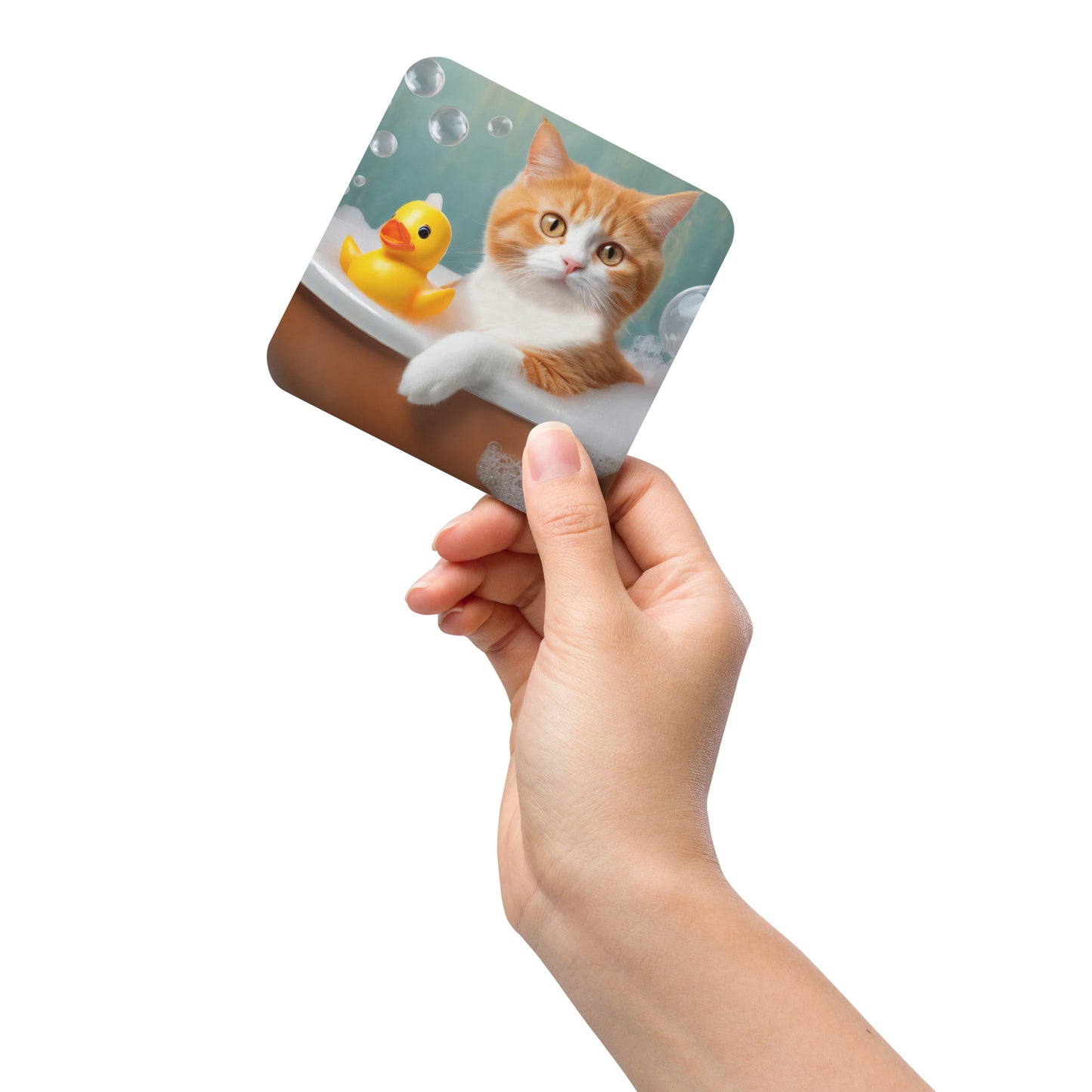Adorable Cat Bubble Bath Cork-Back Drink Coaster - Perfect Gift For Cat Lovers, Pet Enthusiasts, Kids, And Home Décor - Cute And Fun Design