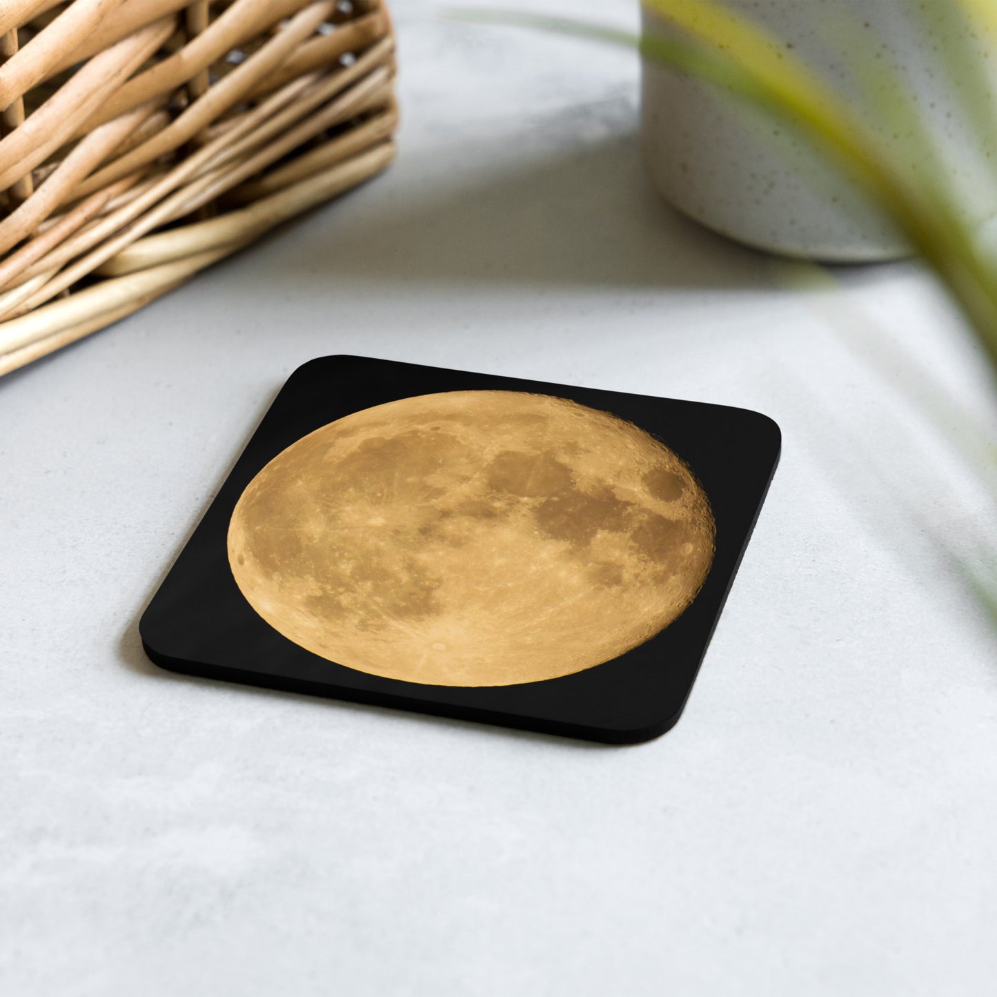 Cork-Back Drink Coaster With Autumn Moon Photography – Perfect For Kitchen, Cafe, Home And Office Décor - Seasonal Gift For Friends & Family
