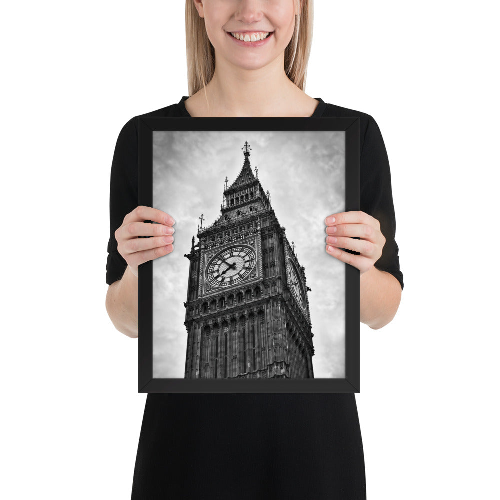 Framed Stylish Black and White Big Ben Photo - Timeless London Landmark Fine Art Print - Beautiful Black and White Travel Photography