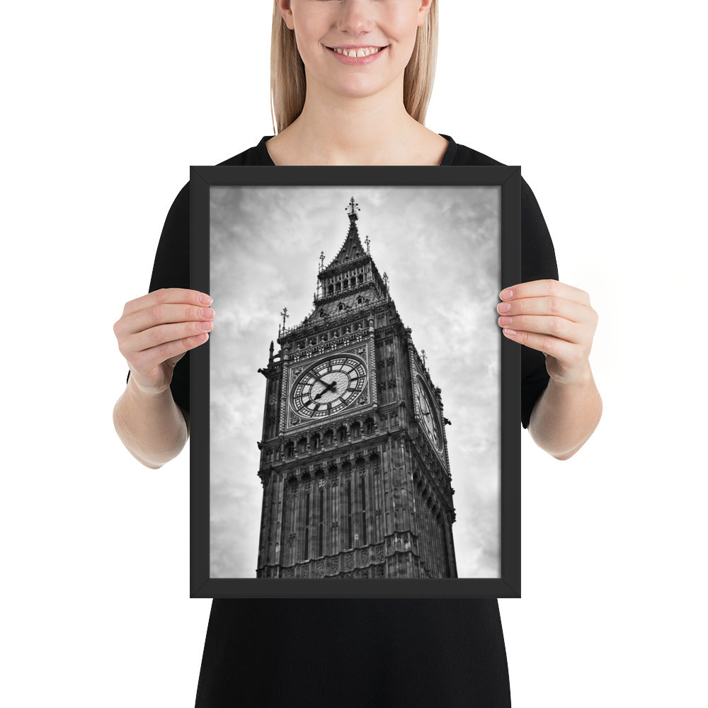 Framed Stylish Black and White Big Ben Photo - Timeless London Landmark Fine Art Print - Beautiful Black and White Travel Photography