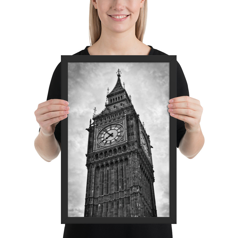 Framed Stylish Black and White Big Ben Photo - Timeless London Landmark Fine Art Print - Beautiful Black and White Travel Photography