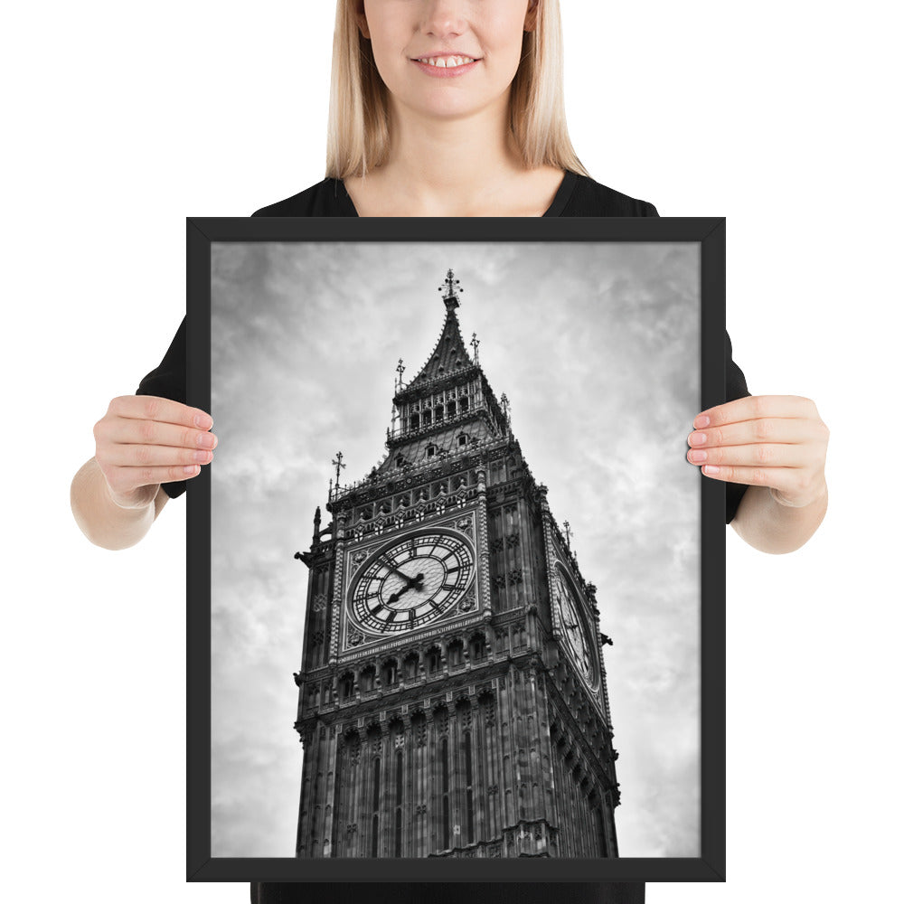 Framed Stylish Black and White Big Ben Photo - Timeless London Landmark Fine Art Print - Beautiful Black and White Travel Photography