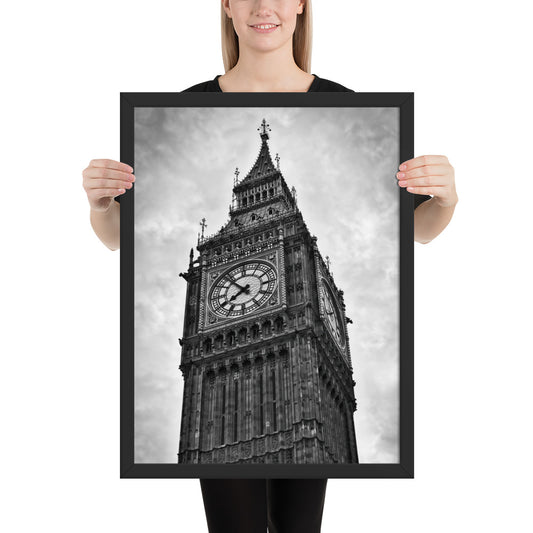 Framed Stylish Black and White Big Ben Photo - Timeless London Landmark Fine Art Print - Beautiful Black and White Travel Photography