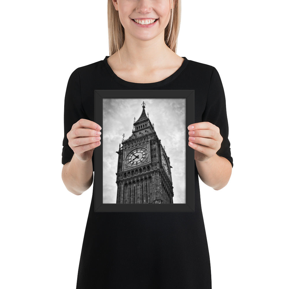 Framed Stylish Black and White Big Ben Photo - Timeless London Landmark Fine Art Print - Beautiful Black and White Travel Photography