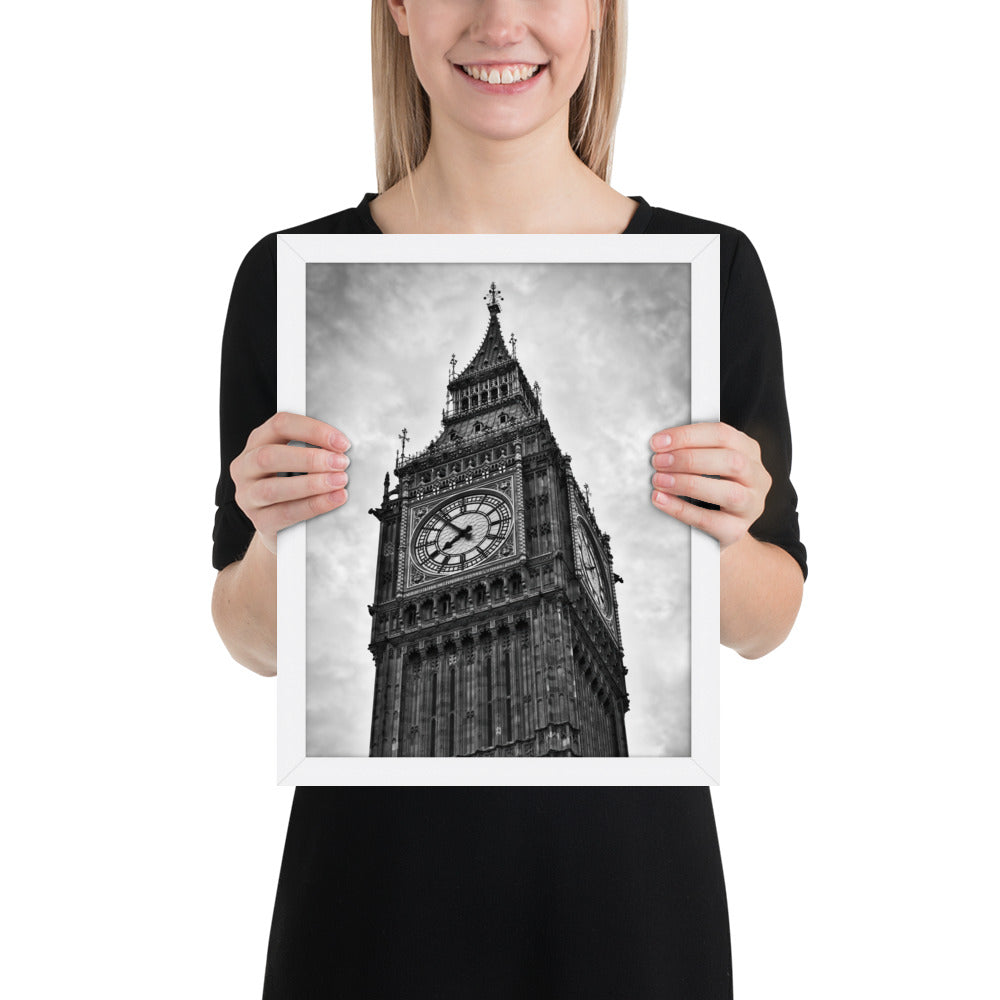 Framed Stylish Black and White Big Ben Photo - Timeless London Landmark Fine Art Print - Beautiful Black and White Travel Photography