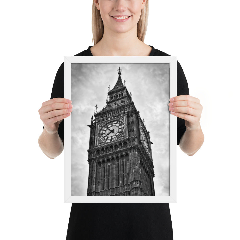 Framed Stylish Black and White Big Ben Photo - Timeless London Landmark Fine Art Print - Beautiful Black and White Travel Photography