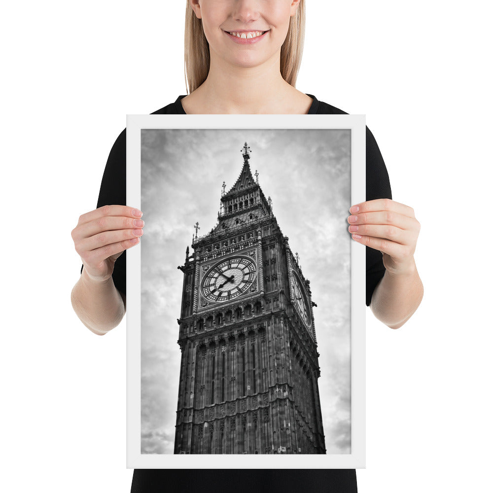 Framed Stylish Black and White Big Ben Photo - Timeless London Landmark Fine Art Print - Beautiful Black and White Travel Photography