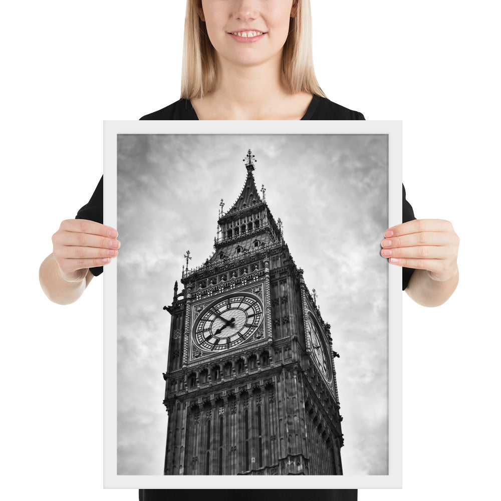 Framed Stylish Black and White Big Ben Photo - Timeless London Landmark Fine Art Print - Beautiful Black and White Travel Photography