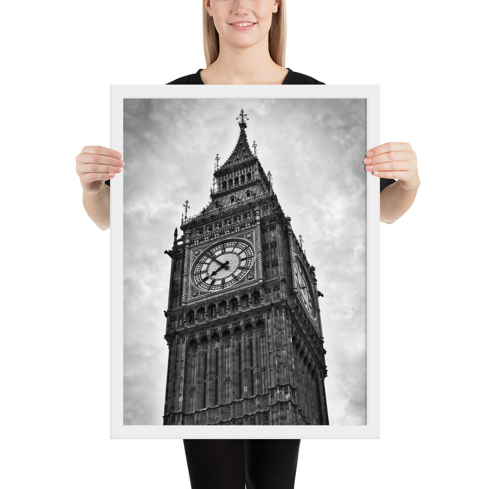 Framed Stylish Black and White Big Ben Photo - Timeless London Landmark Fine Art Print - Beautiful Black and White Travel Photography