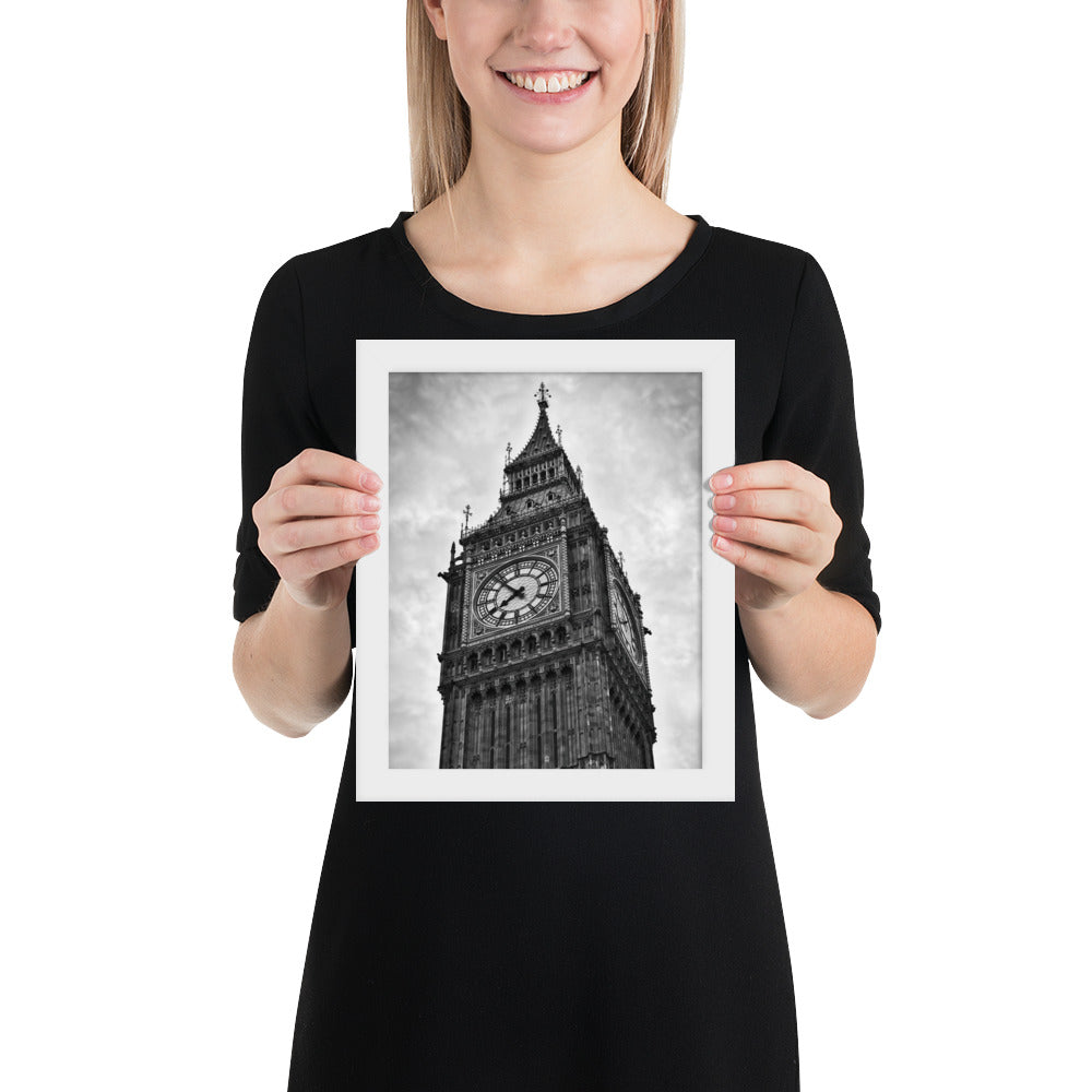 Framed Stylish Black and White Big Ben Photo - Timeless London Landmark Fine Art Print - Beautiful Black and White Travel Photography