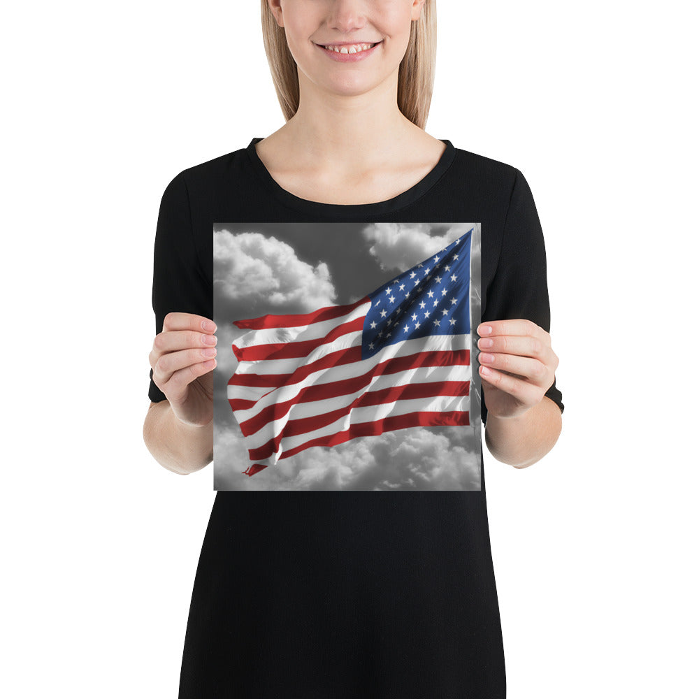 Fine Art Poster Print - Old Glory American Flag With Color Splash Effect - Stylish Home &amp; Office Wall Décor, Perfect Gift For Fourth Of July