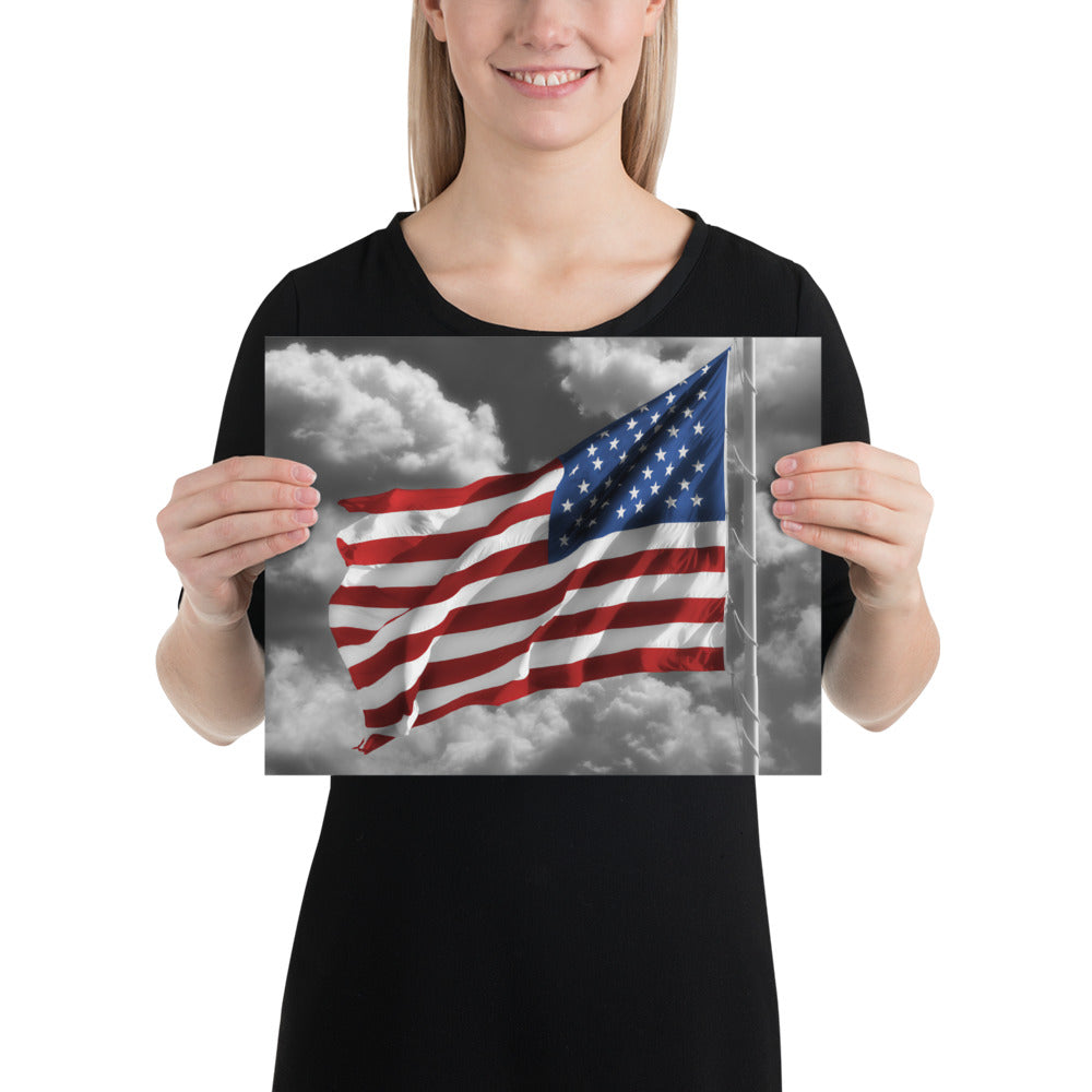 Fine Art Poster Print - Old Glory American Flag With Color Splash Effect - Stylish Home &amp; Office Wall Décor, Perfect Gift For Fourth Of July