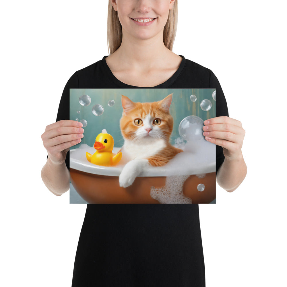 Adorable Cat Bubble Bath Fine Art Poster Print - Perfect for Cat Lovers, Pet Enthusiasts, Kids, and Home Décor - Cute and Whimsical Design