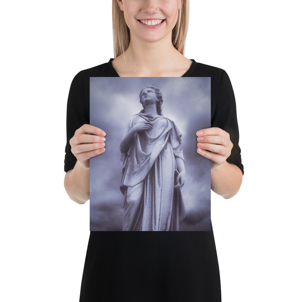 Elegant Statue Of Milady - Beautiful Statue Of A Woman With A Stormy Sky - Blue & Purple Tint - Perfect Gift For Contemporary And Fine Art Photography Lovers
