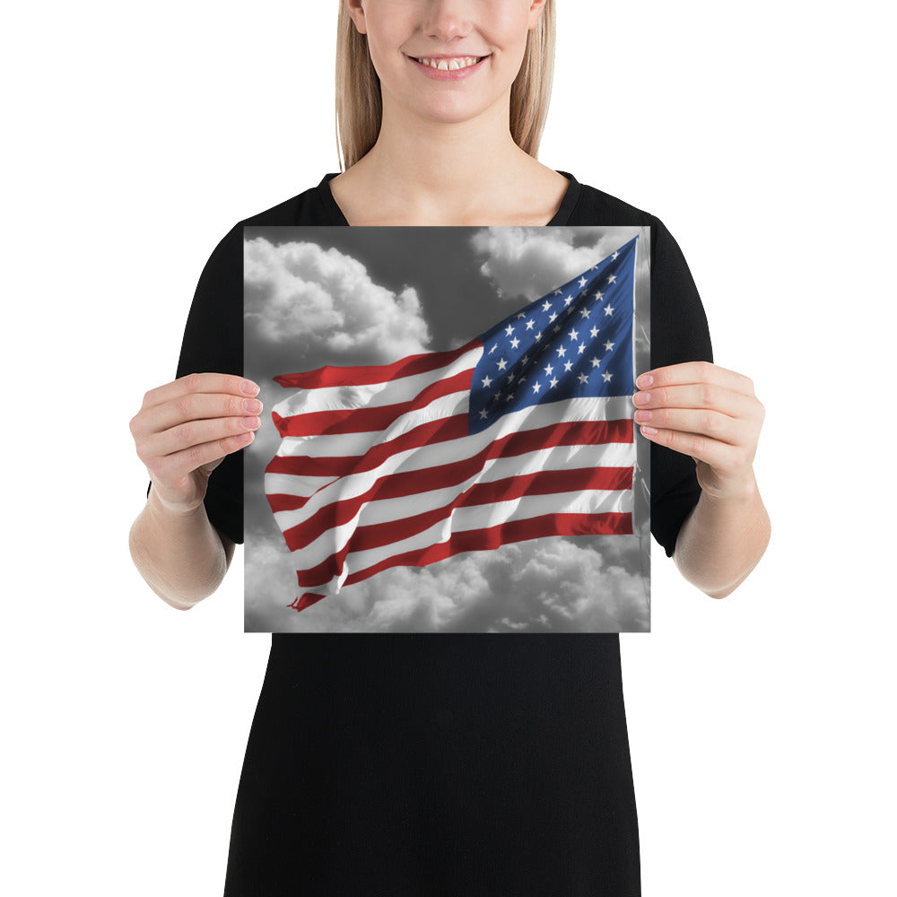 Fine Art Poster Print - Old Glory American Flag With Color Splash Effect - Stylish Home &amp; Office Wall Décor, Perfect Gift For Fourth Of July