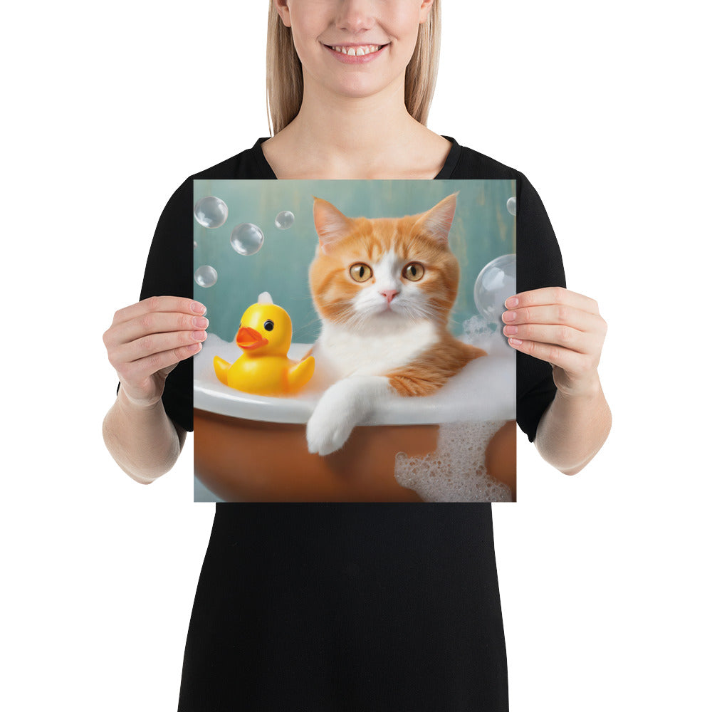 Adorable Cat Bubble Bath Fine Art Poster Print - Perfect for Cat Lovers, Pet Enthusiasts, Kids, and Home Décor - Cute and Whimsical Design