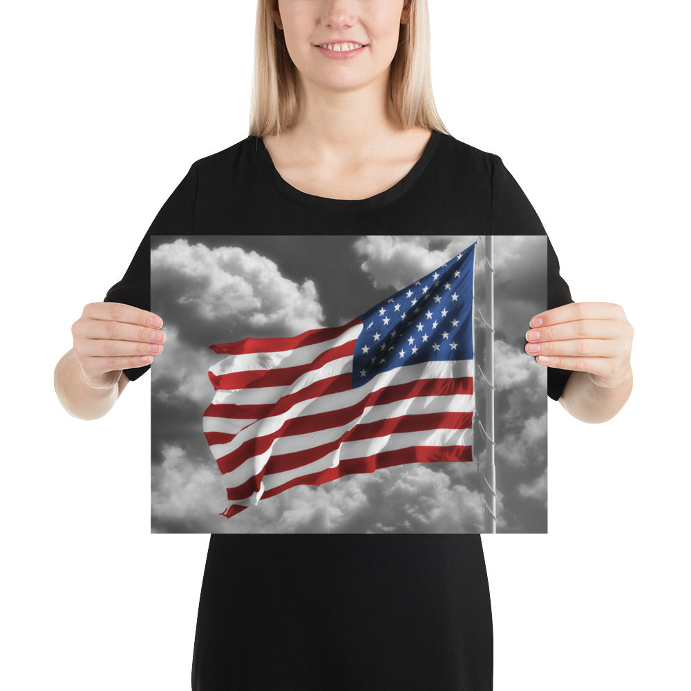 Fine Art Poster Print - Old Glory American Flag With Color Splash Effect - Stylish Home &amp; Office Wall Décor, Perfect Gift For Fourth Of July