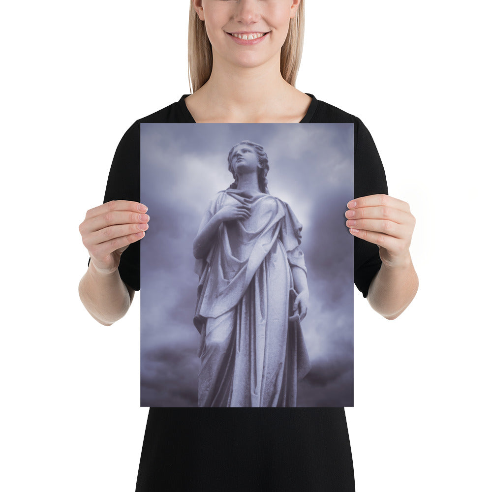 Elegant Statue Of Milady - Beautiful Statue Of A Woman With A Stormy Sky - Blue & Purple Tint - Perfect Gift For Contemporary And Fine Art Photography Lovers