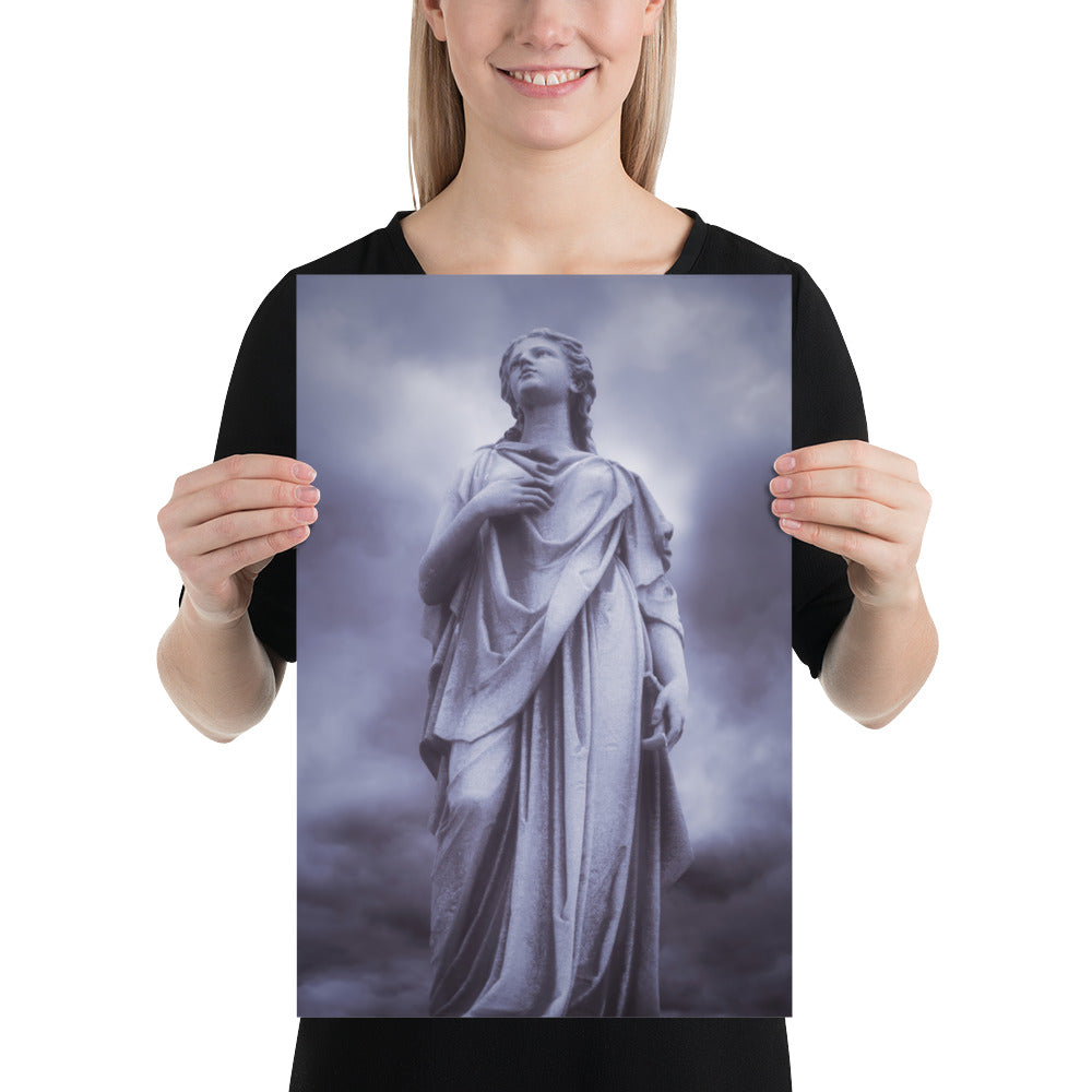 Elegant Statue Of Milady - Beautiful Statue Of A Woman With A Stormy Sky - Blue & Purple Tint - Perfect Gift For Contemporary And Fine Art Photography Lovers