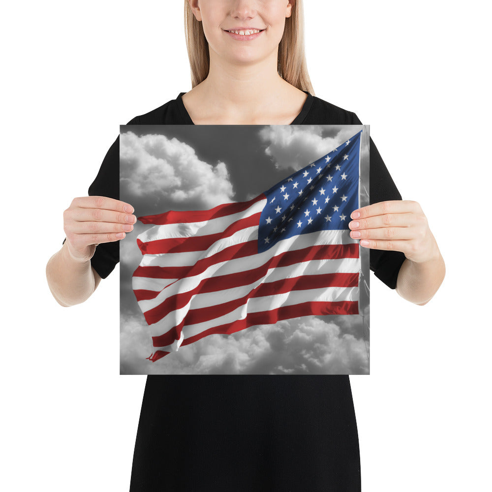 Fine Art Poster Print - Old Glory American Flag With Color Splash Effect - Stylish Home &amp; Office Wall Décor, Perfect Gift For Fourth Of July