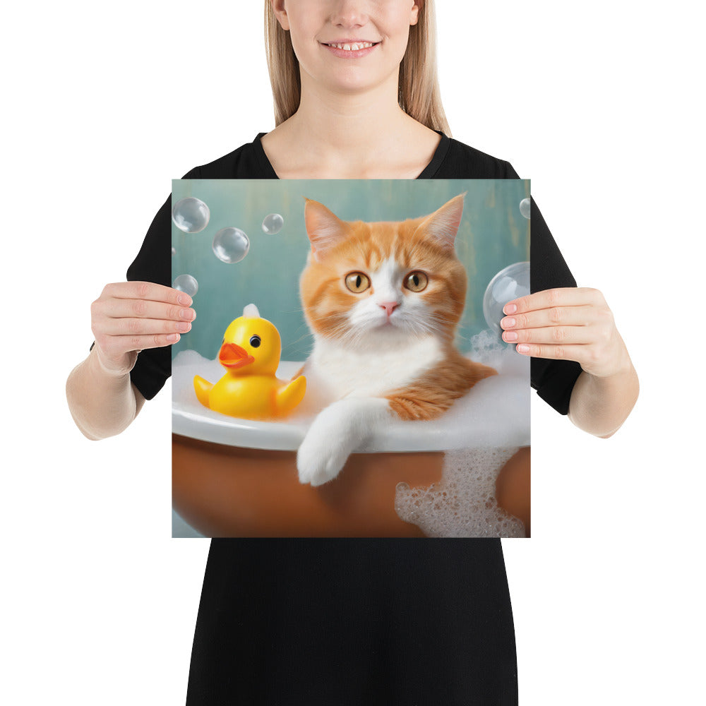 Adorable Cat Bubble Bath Fine Art Poster Print - Perfect for Cat Lovers, Pet Enthusiasts, Kids, and Home Décor - Cute and Whimsical Design